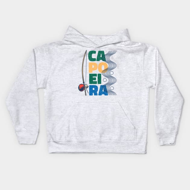 Capoeira Brazilian Martial Arts Berimbau Musical Instrument Kids Hoodie by UNDERGROUNDROOTS